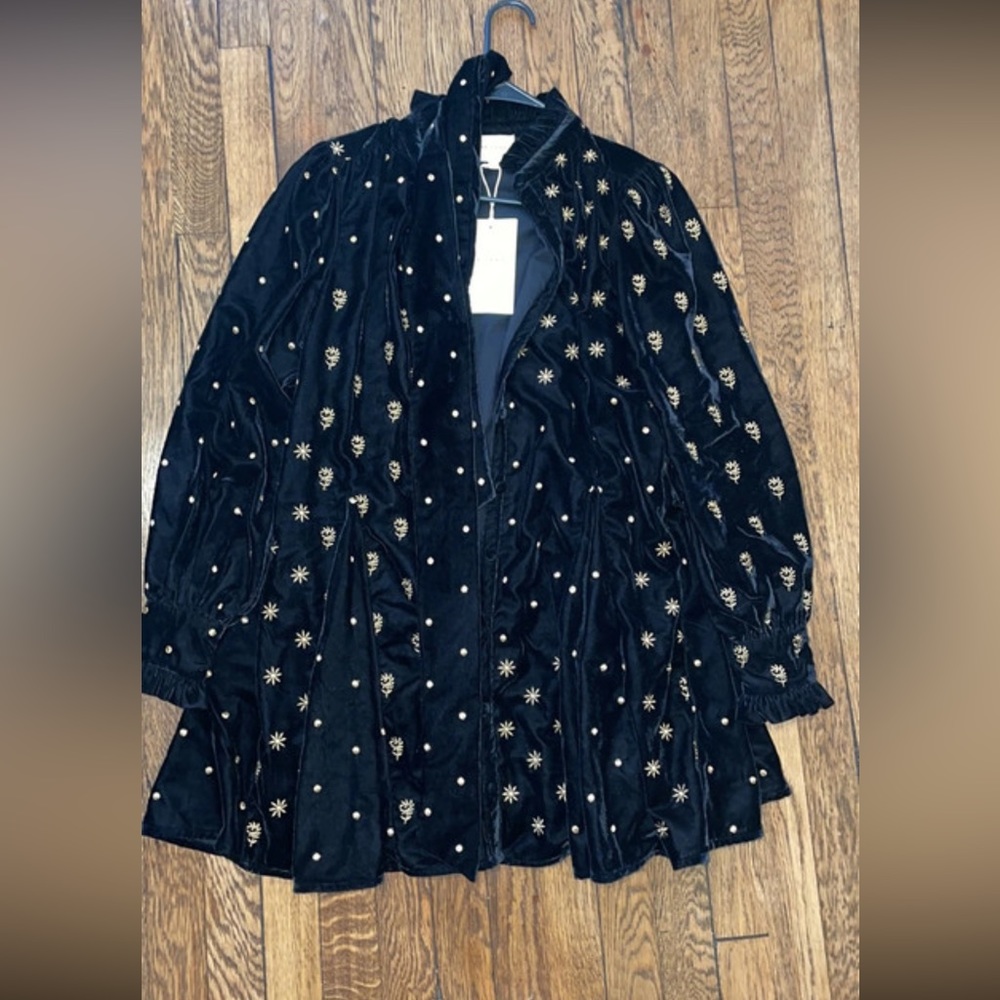 Sezane velvet mini embroidered dress -orchidéa